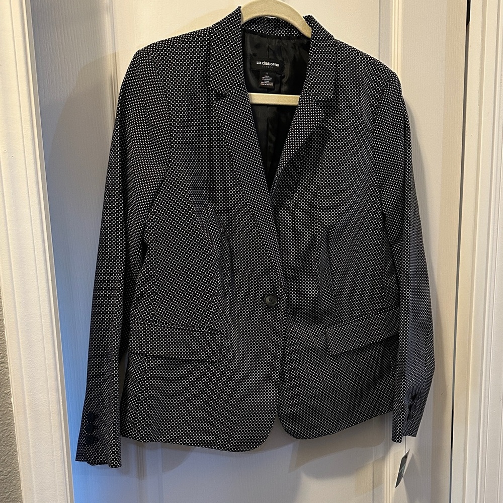Liz Claiborne Black and White Patterned Blazer